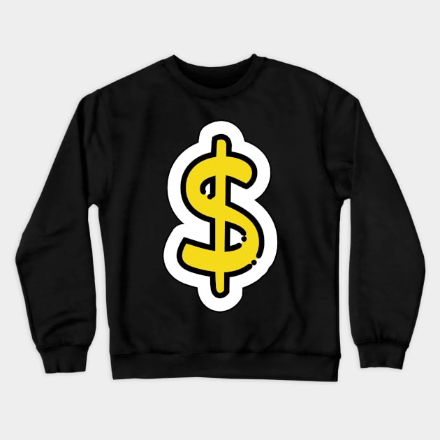 Dollar Sign // Line Art Sticker Crewneck Sweatshirt by Pulpixel